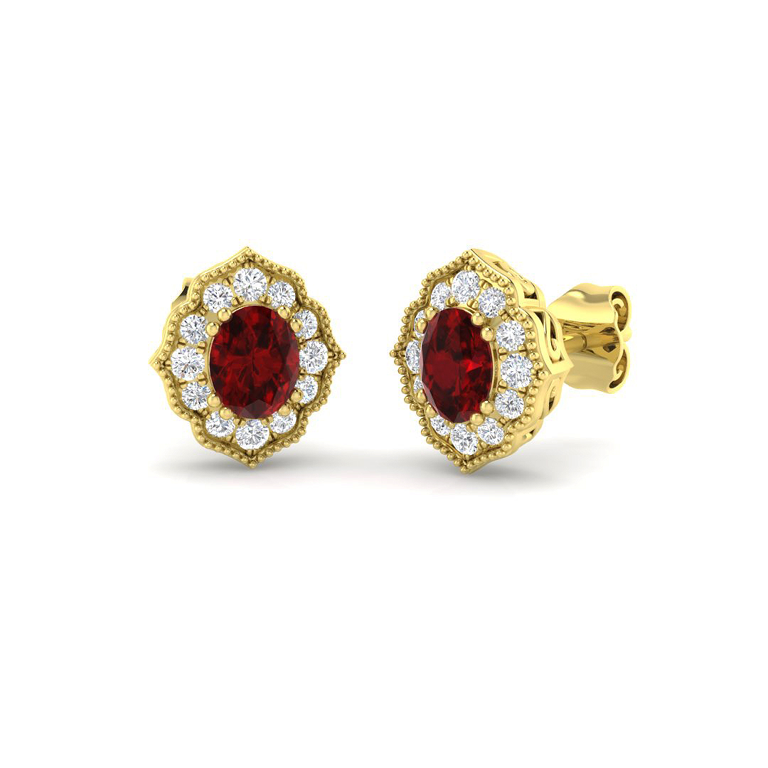 Ruby Earrings in 9K Yellow Gold