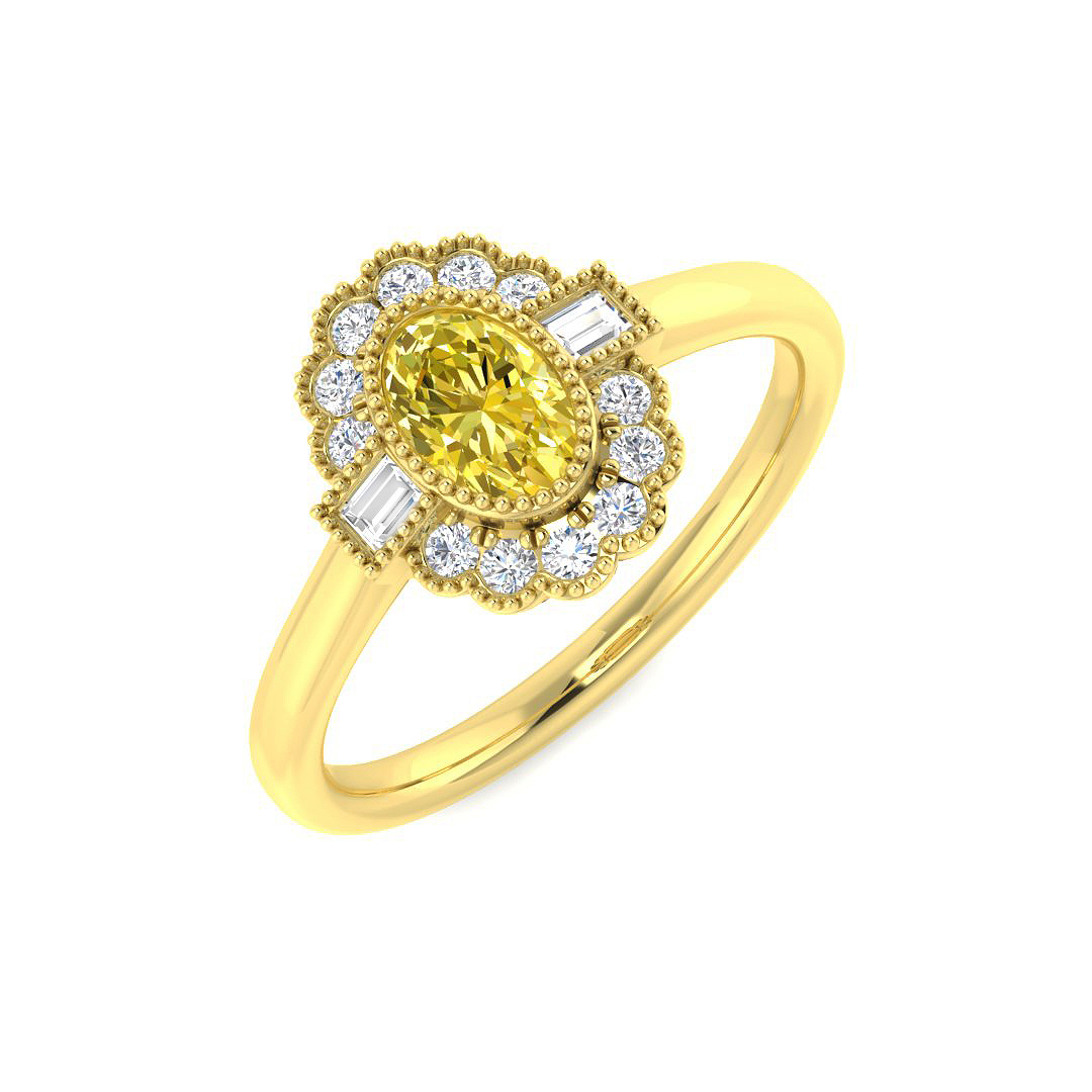 0.71ct Natural Diamond Vintage Ring in 9K Yellow Gold