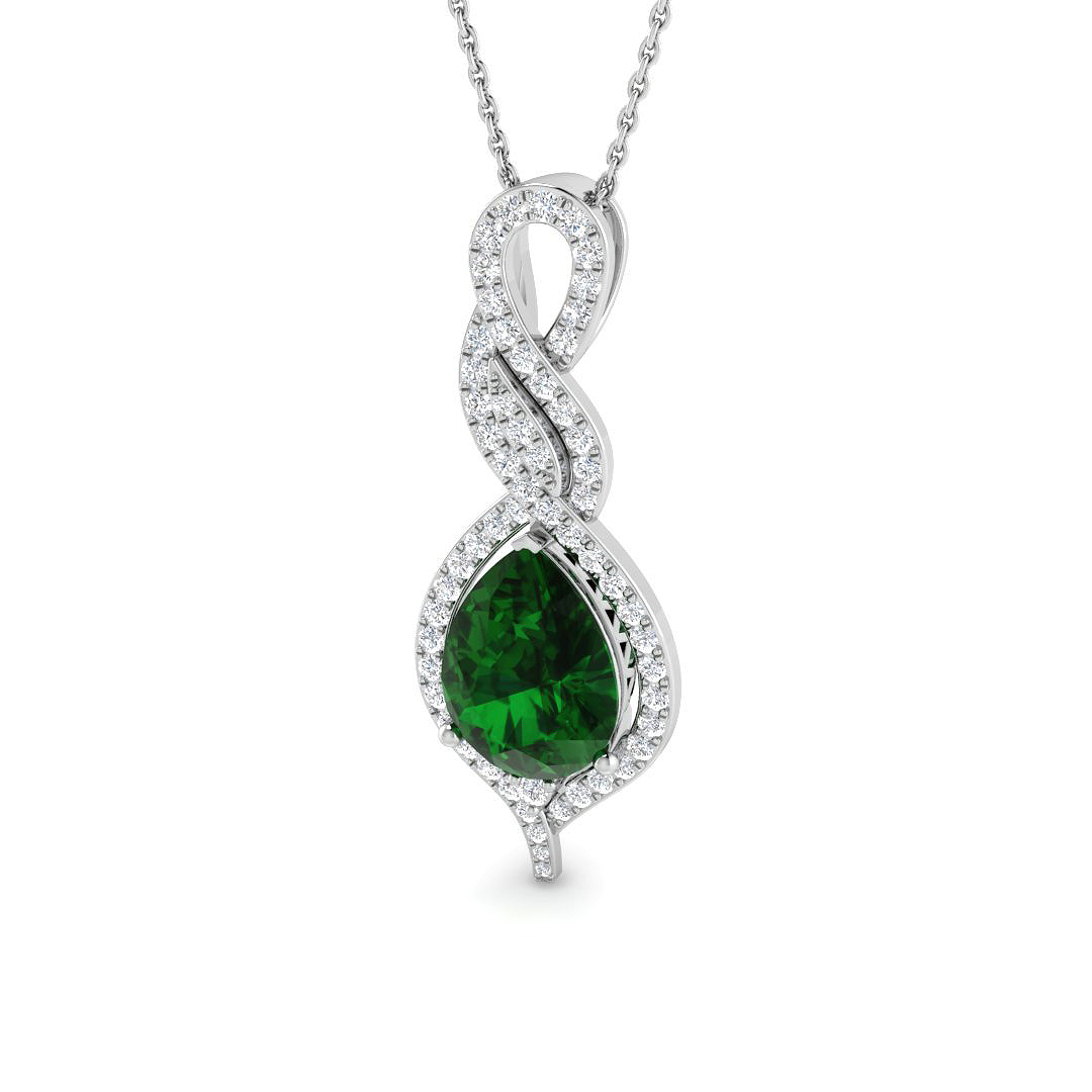 Emerald Pendant in 18K White Gold