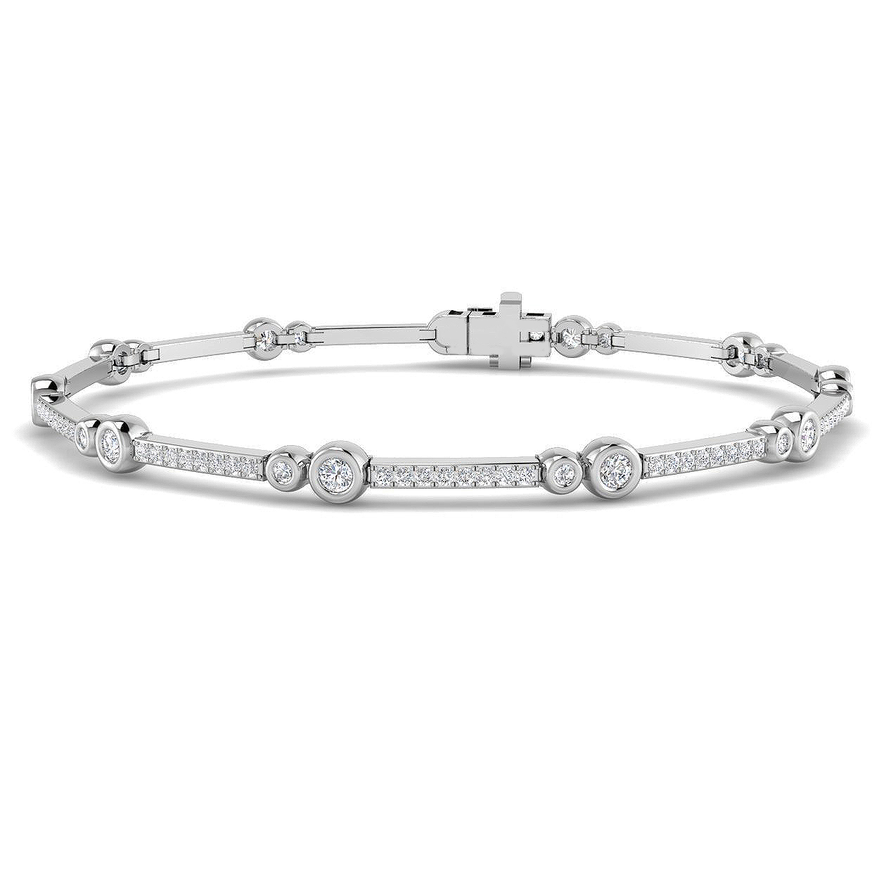 1.52ct Natural Diamond Spectacle & Solitaire Bracelet in 9K White Gold