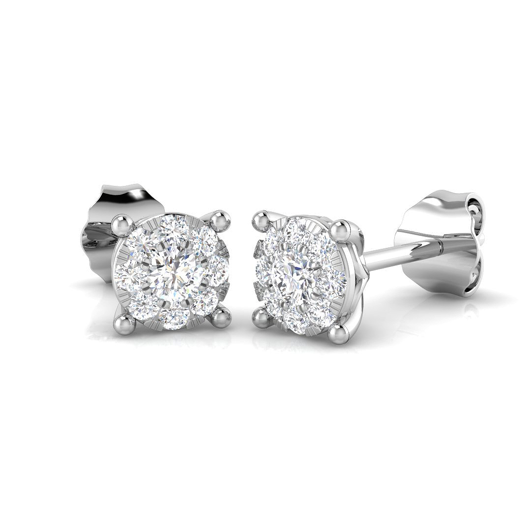 0.25ct Natural Diamond Cluster Earrings in 9K White Gold