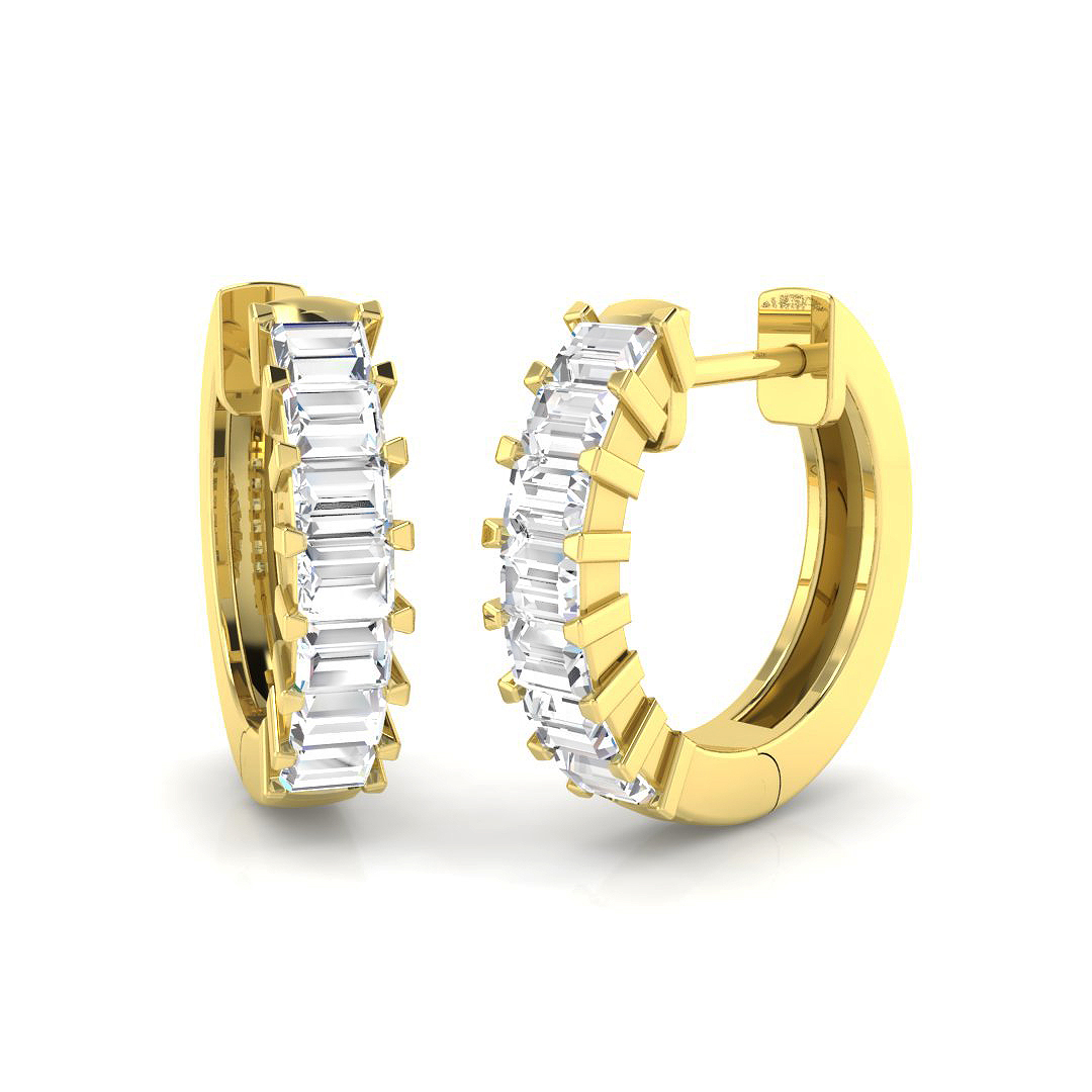 0.82ct Natural Diamond Hoops Earrings in 9K Yellow Gold