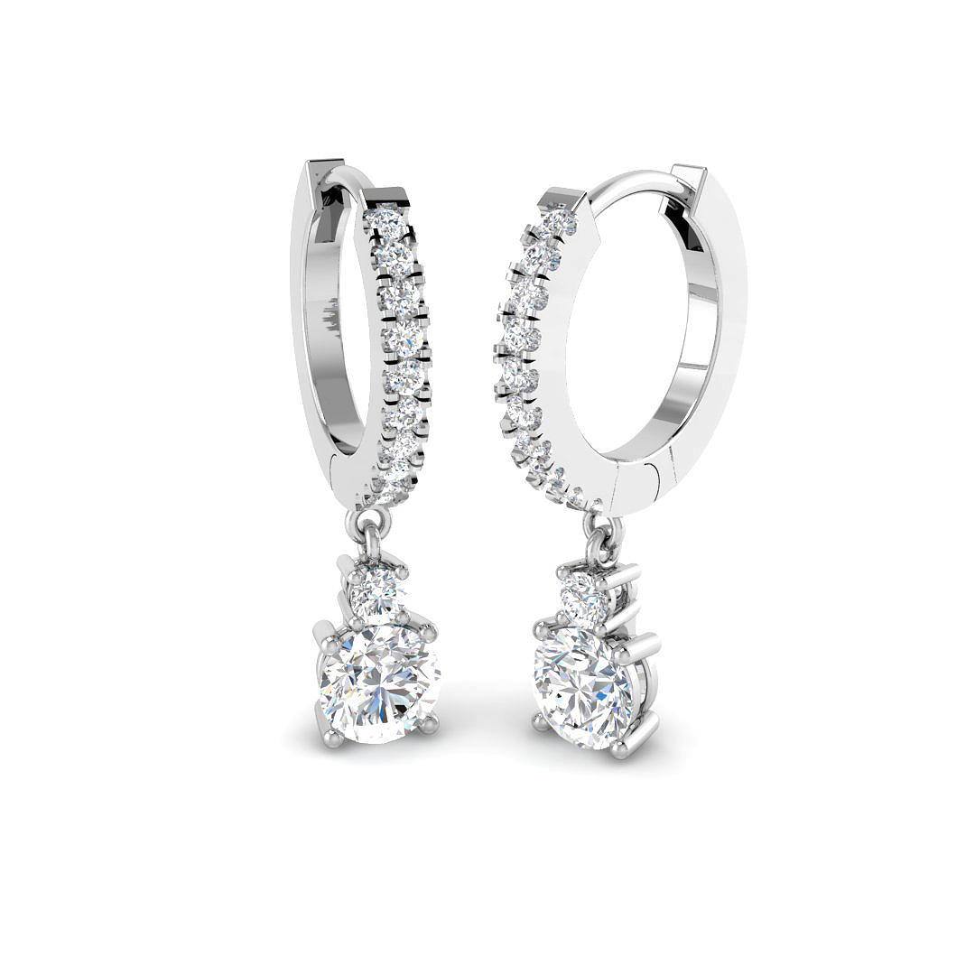 1.33ct Lab-Grown Diamond Drop & Trilogy Earrings in 9K White Gold