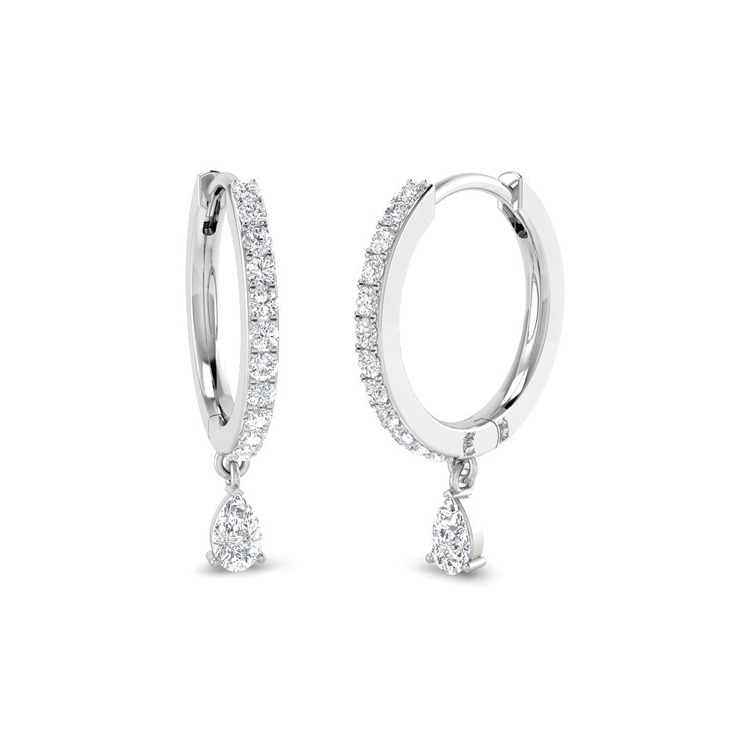 0.36ct Natural Diamond Drop & Trilogy Earrings in 18K White Gold