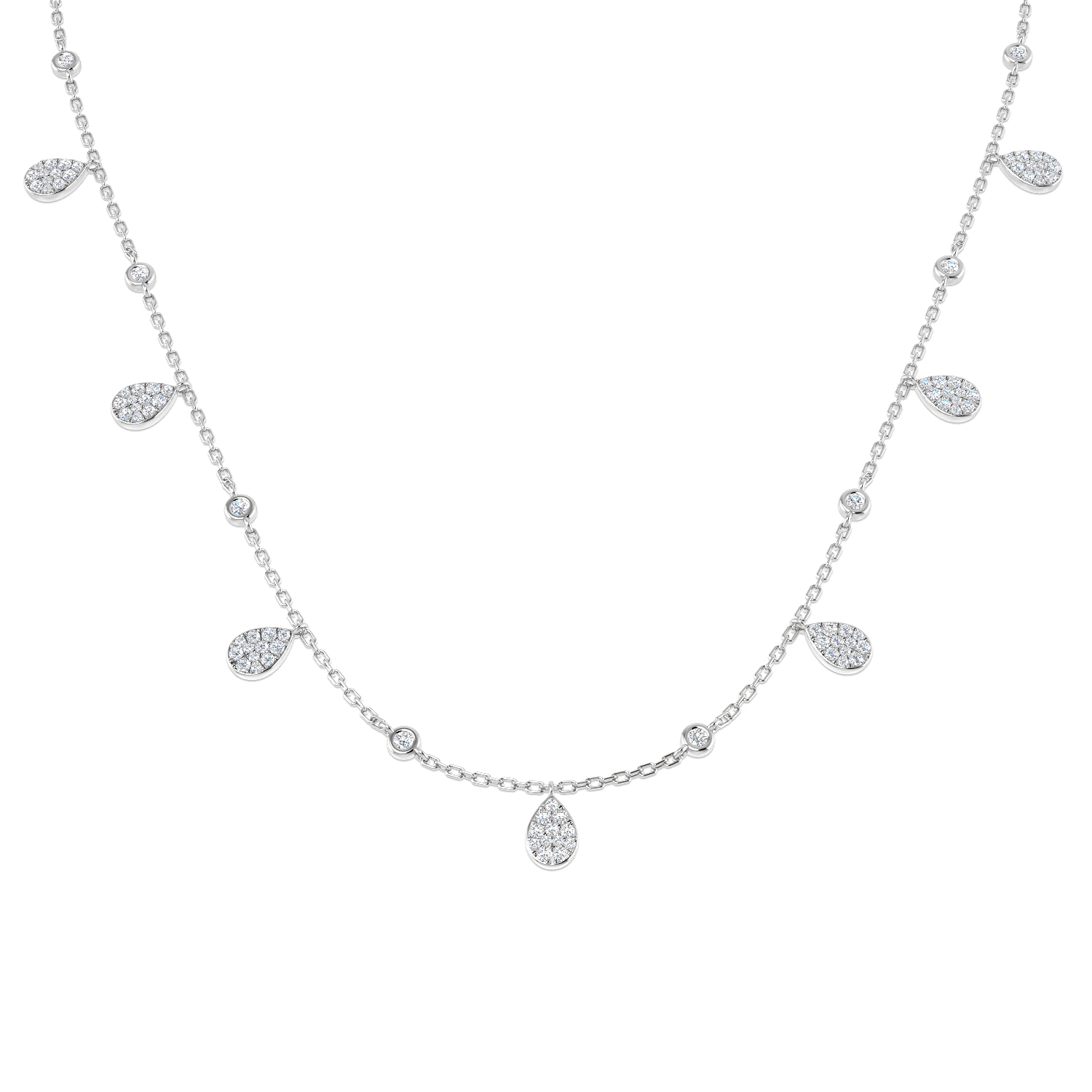 0.60ct Natural Diamond Shape Necklace in 18K White Gold