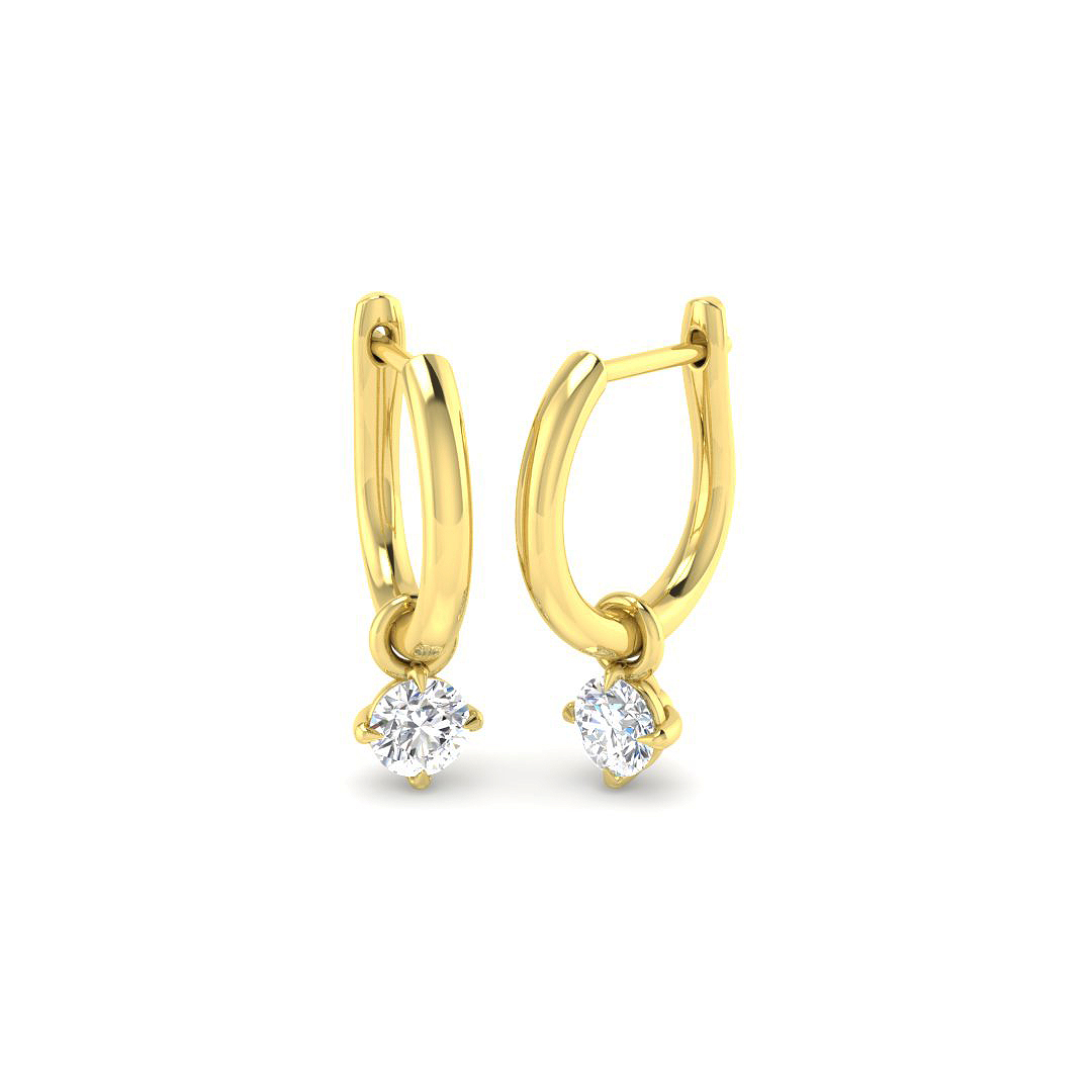 0.40ct Natural Diamond Drop & Trilogy Earrings in 9K Yellow Gold