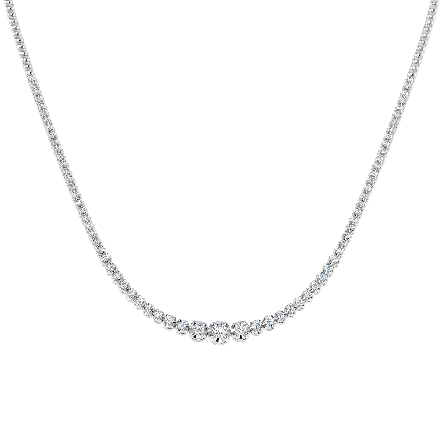 1.50ct Natural Diamond Tennis Necklace in 9K White Gold