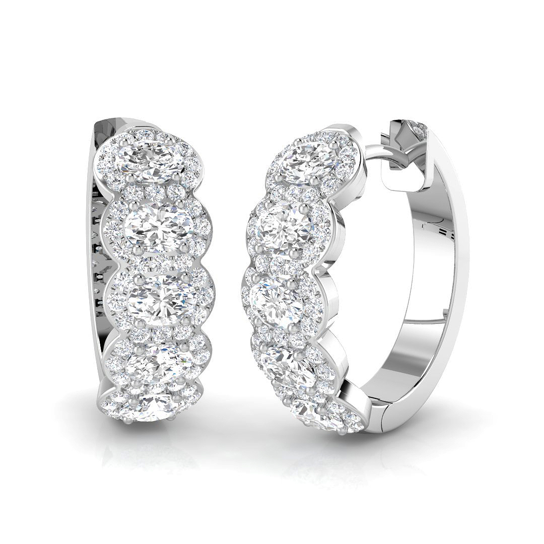 1.04ct Natural Diamond Hoops Earrings in 18K White Gold