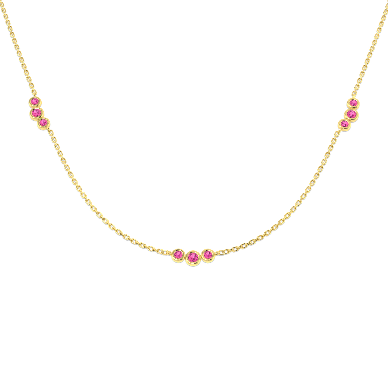 Pink Sapphire Necklace in 9K Yellow Gold