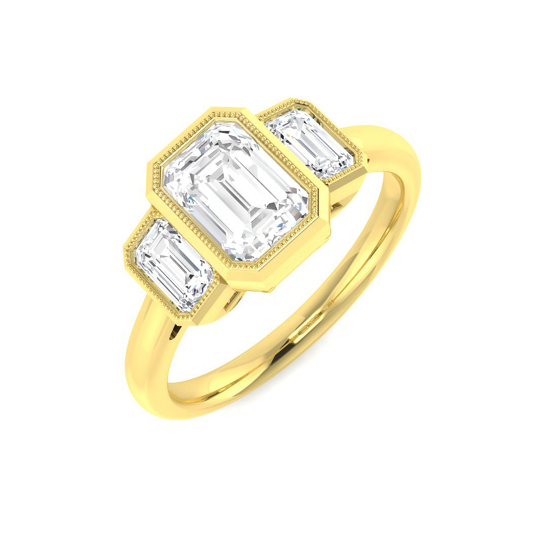 1.54ct Lab-Grown Diamond 3 Stone Ring in 9K Yellow Gold