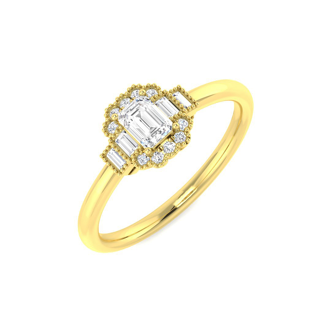 0.37ct Natural Diamond Vintage Ring in 9K Yellow Gold
