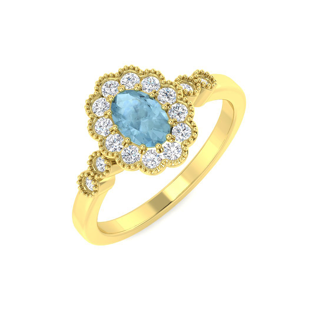 Aquamarine Ring in 9K Yellow Gold