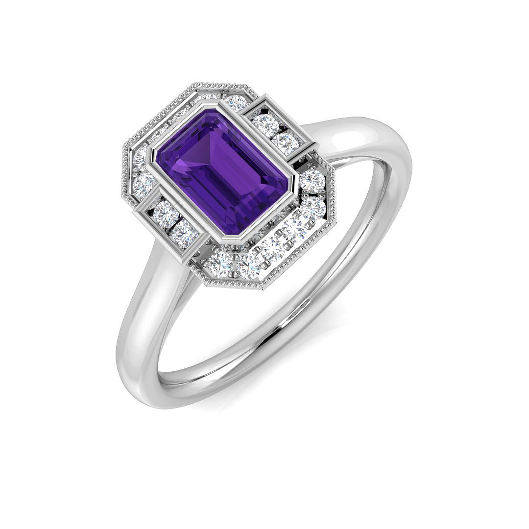 Amethyst Ring in 9K White Gold