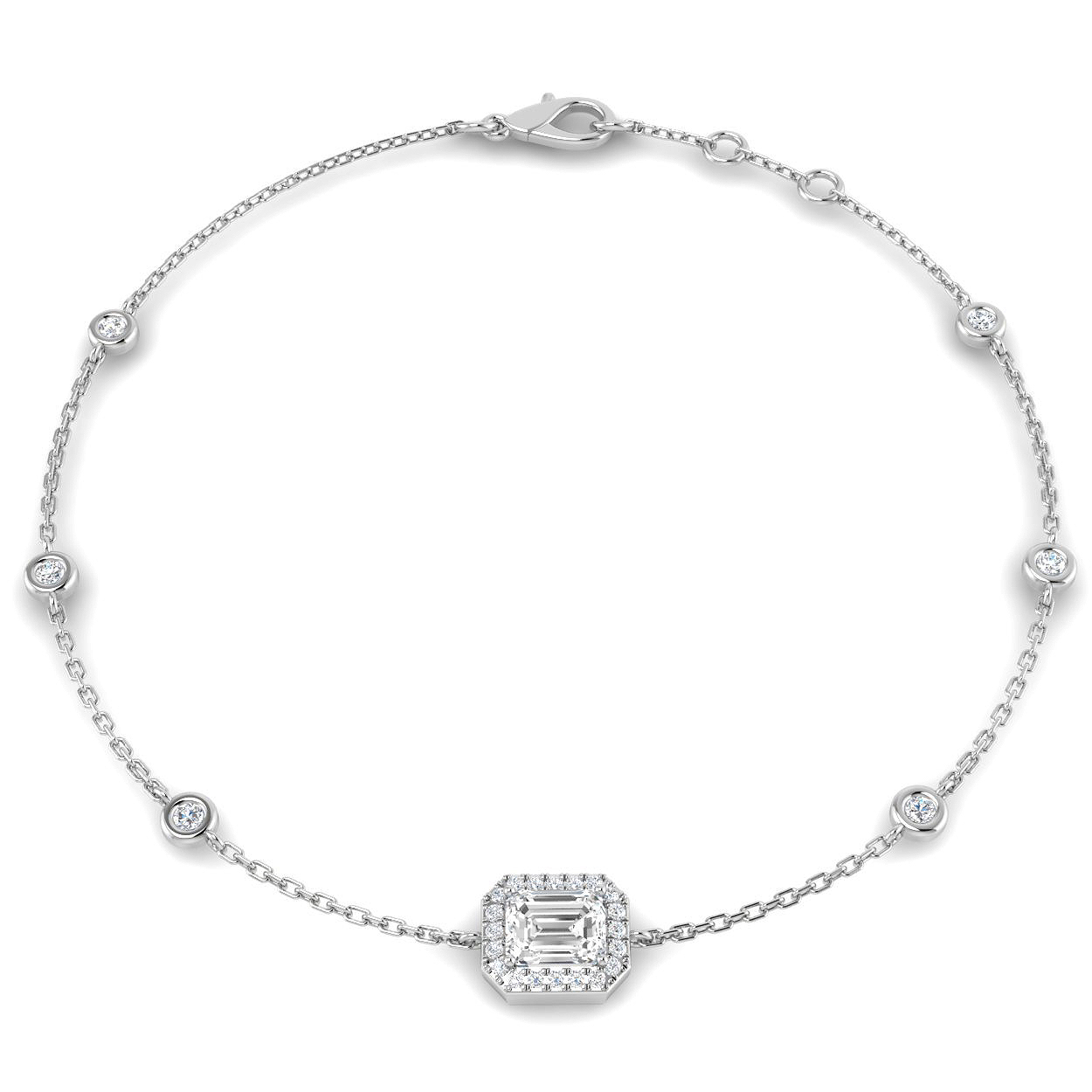 0.74ct Lab-Grown Diamond Halo Bracelet in 9K White Gold