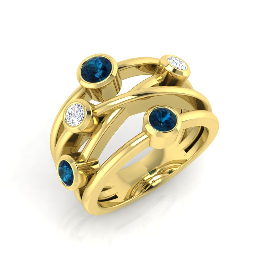 London Blue Topaz Ring in 9K Yellow Gold
