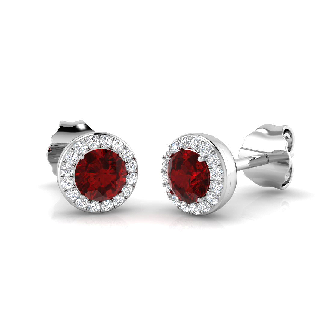 Ruby Earrings in 18K White Gold