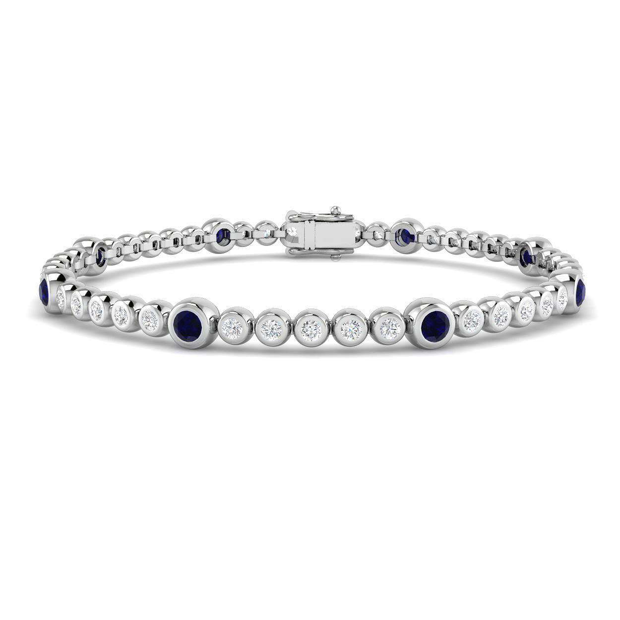 Blue Sapphire Bracelet in 9K White Gold