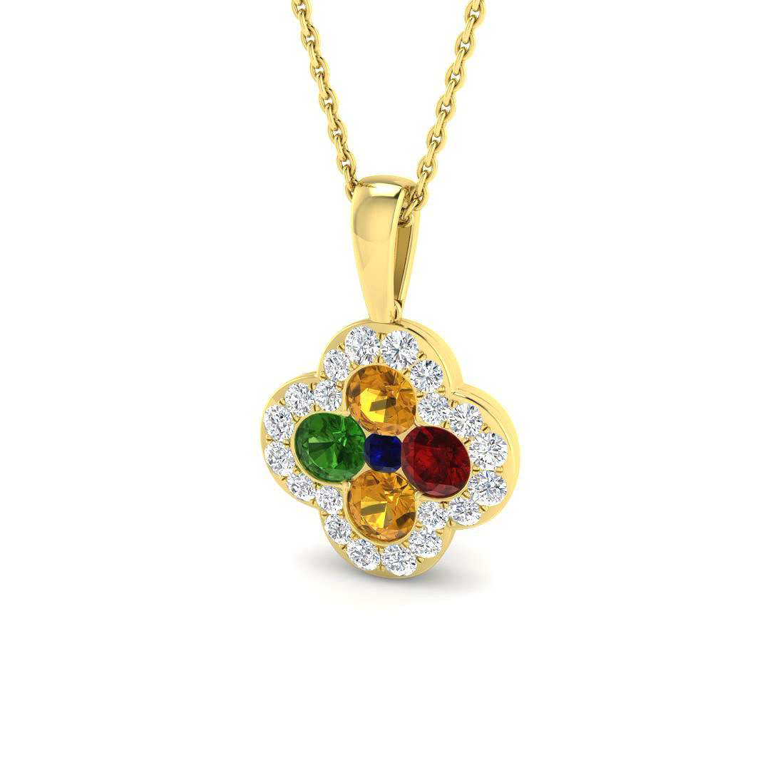 Multi Sapphire Pendant in 9K Yellow Gold