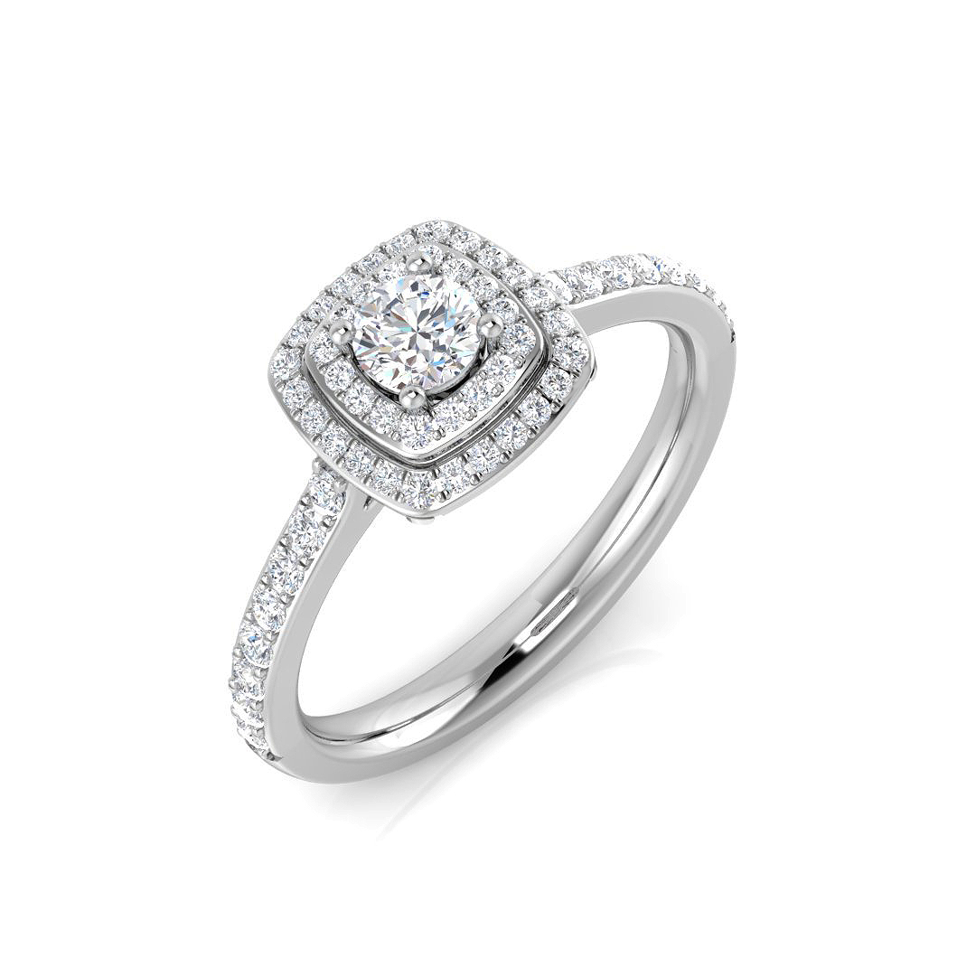 0.48ct Lab-Grown Diamond Halo Ring in 9K White Gold