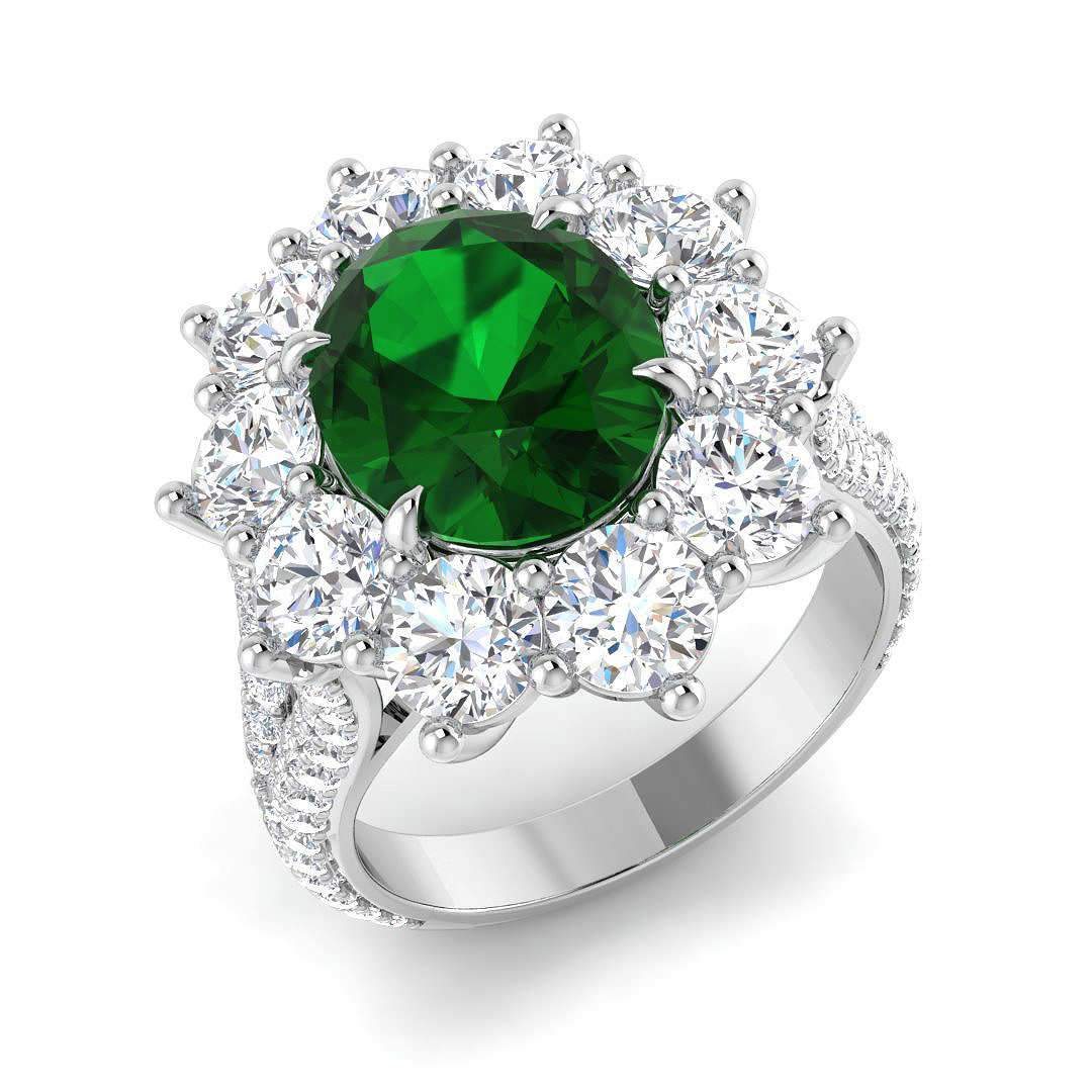 Emerald Ring in 9K White Gold