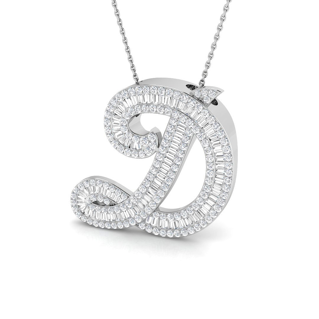 1.93ct Natural Diamond Initials Pendant in 9K White Gold