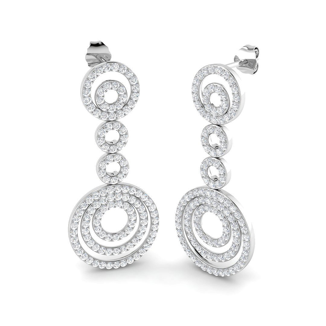 2.13ct Lab-Grown Diamond Drop & Trilogy Earrings in 9K White Gold