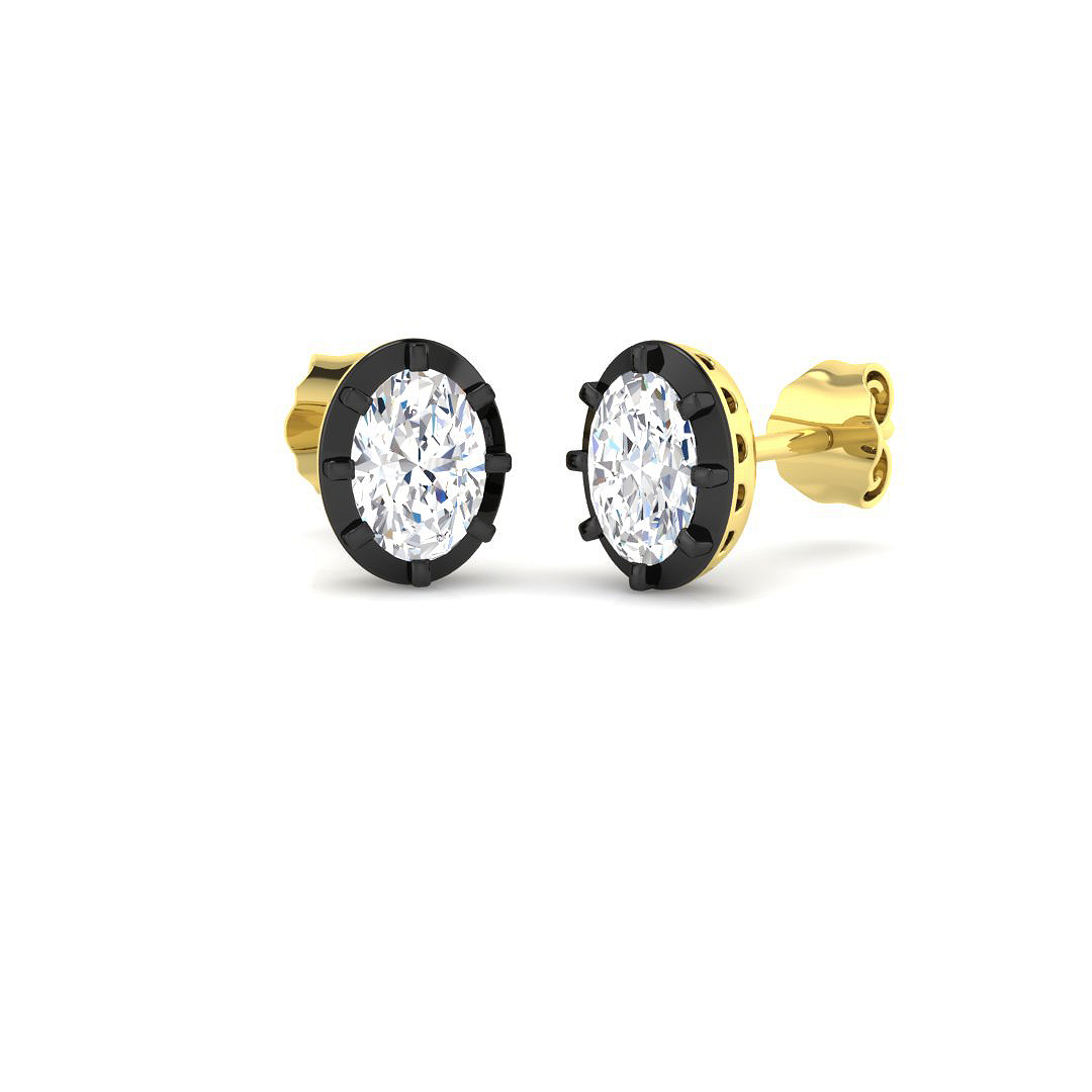 1.18ct Natural Diamond Solitaire Earrings in 9K Yellow Gold
