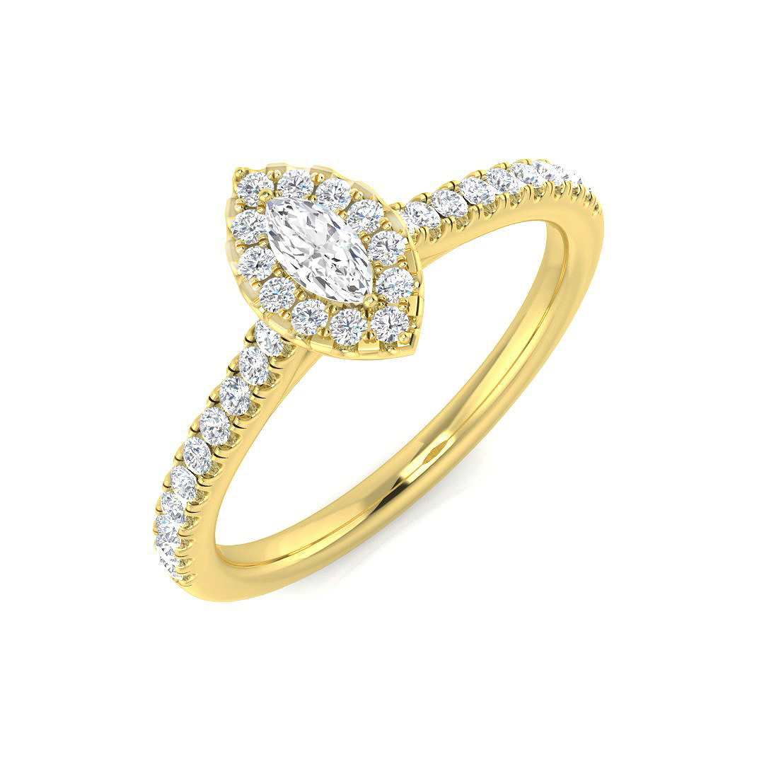 0.35ct Natural Diamond Engagement Ring in 18K Yellow Gold