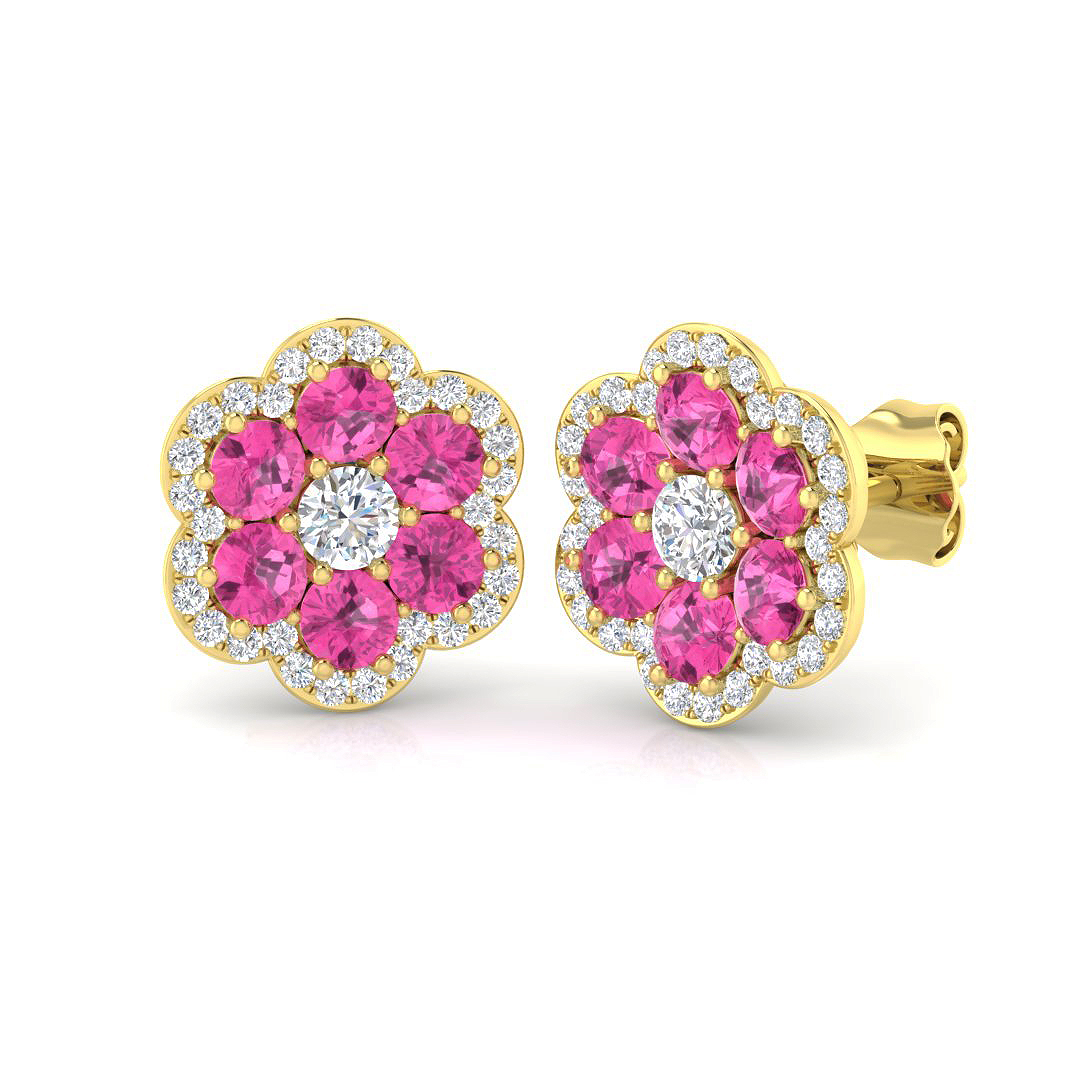 Pink Sapphire Earrings in 9K Yellow Gold