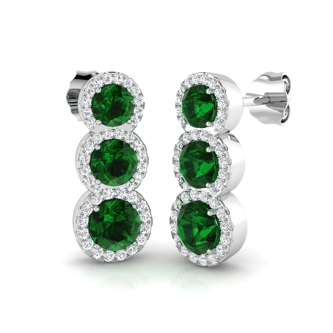 Emerald Earrings in 18K White Gold