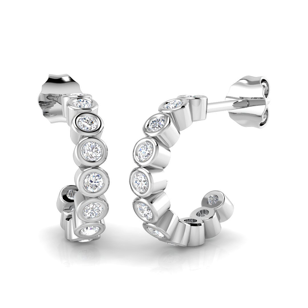 0.50ct Natural Diamond Hoops Earrings in 18K White Gold