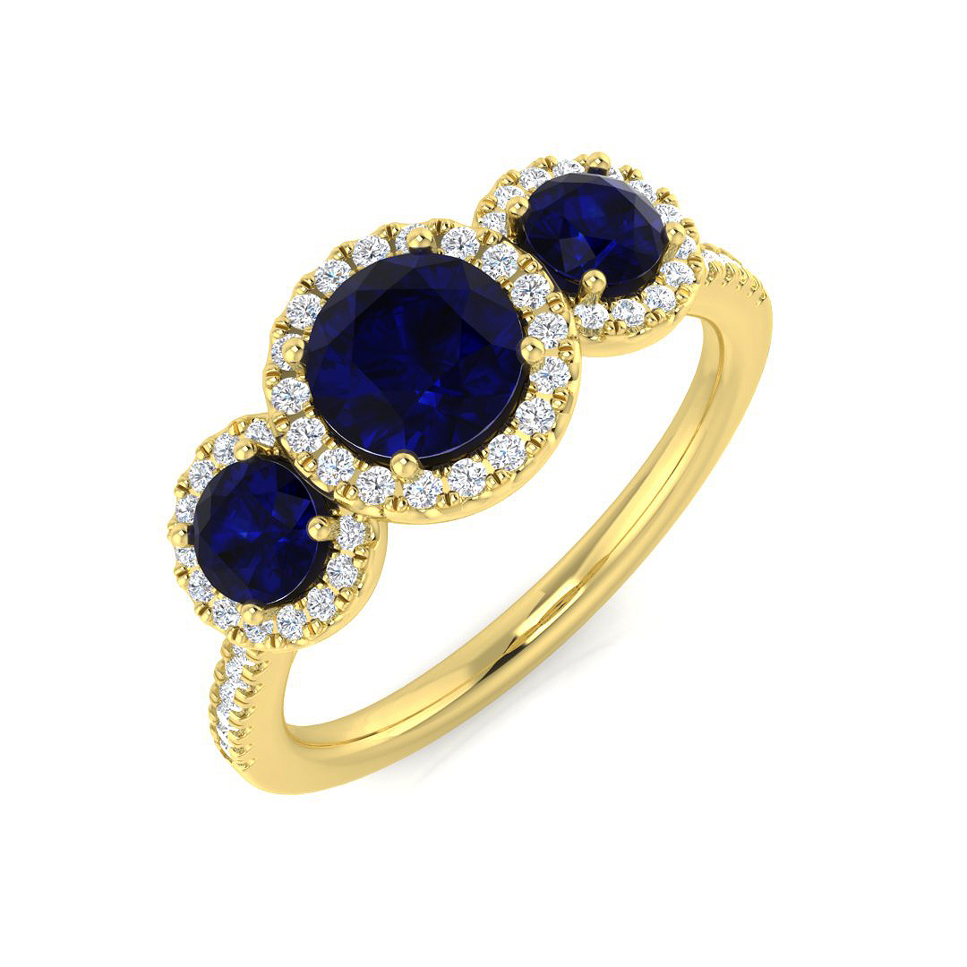 Blue Sapphire Ring in 18K Two Tone