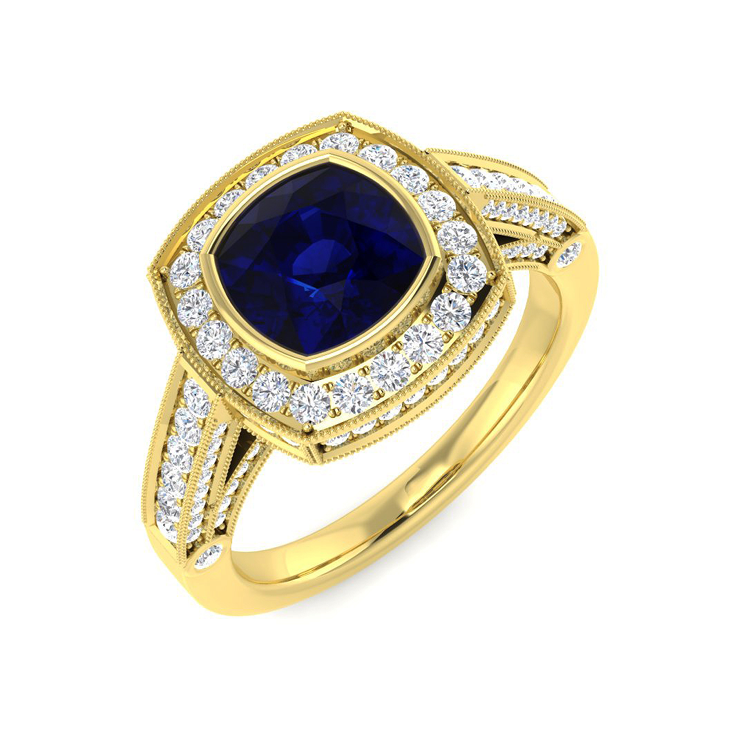 Blue Sapphire Ring in 18K Yellow Gold