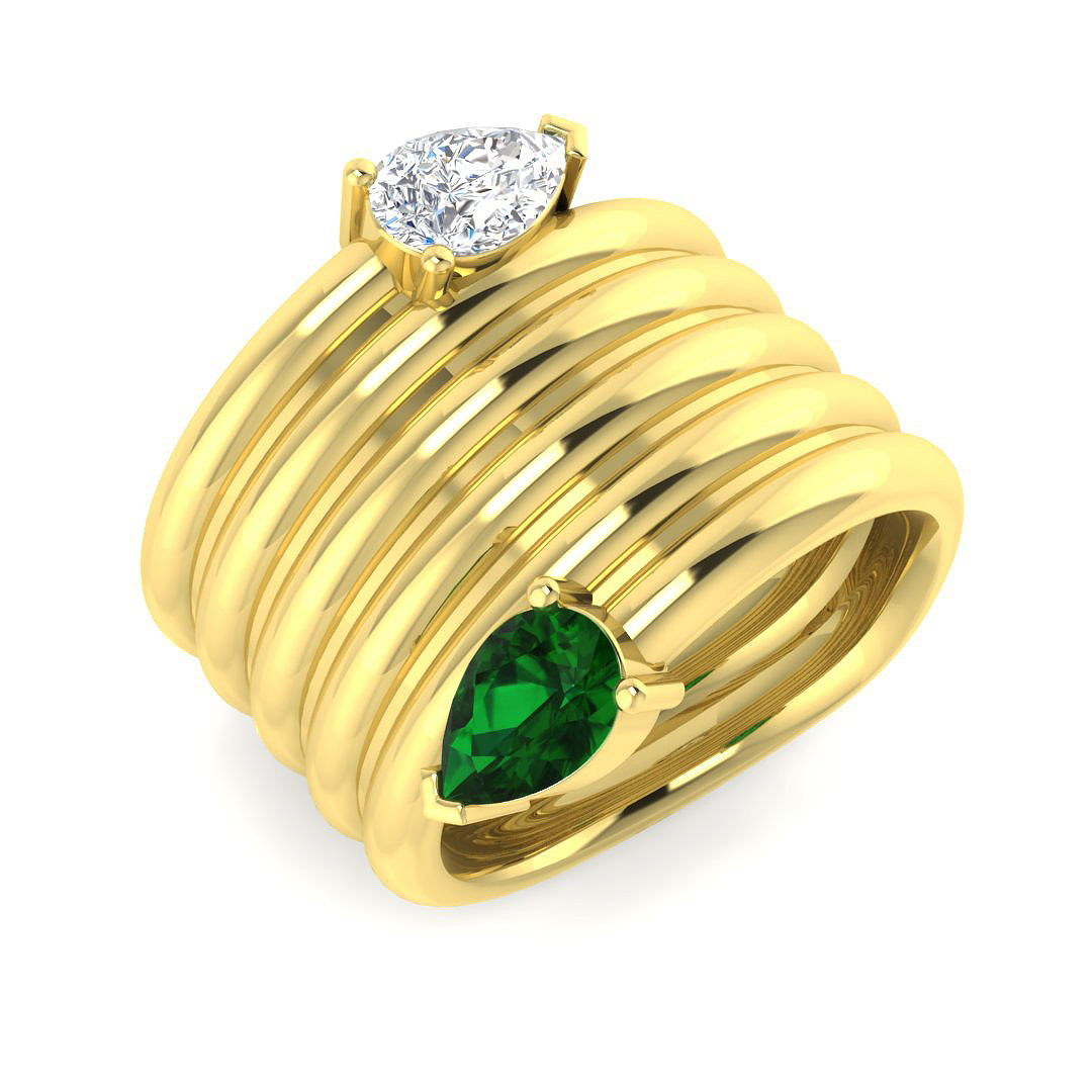 Emerald Ring in 9K Yellow Gold