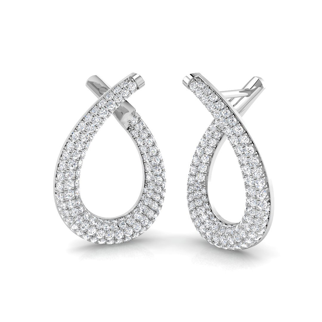 1.01ct Natural Diamond Fancy Earrings in 18K White Gold