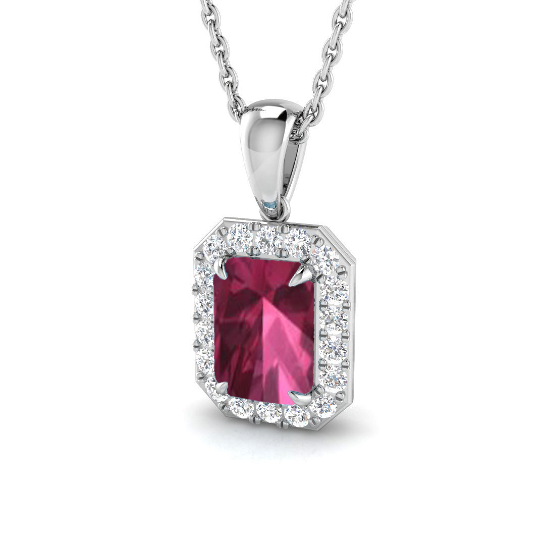 Pink Tourmaline Pendant in 18K White Gold