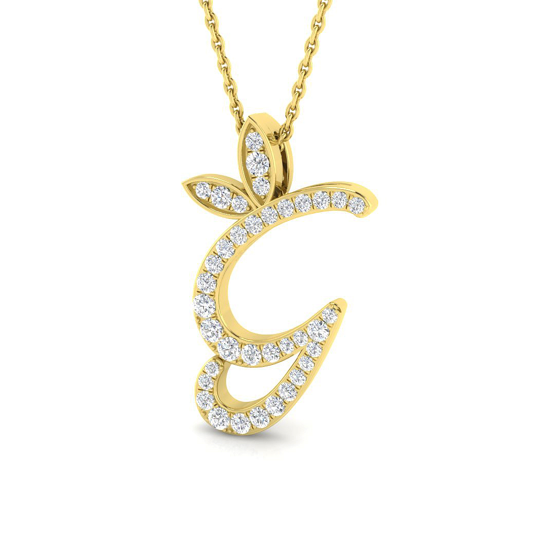 0.28ct Natural Diamond Initials Pendant in 9K Yellow Gold