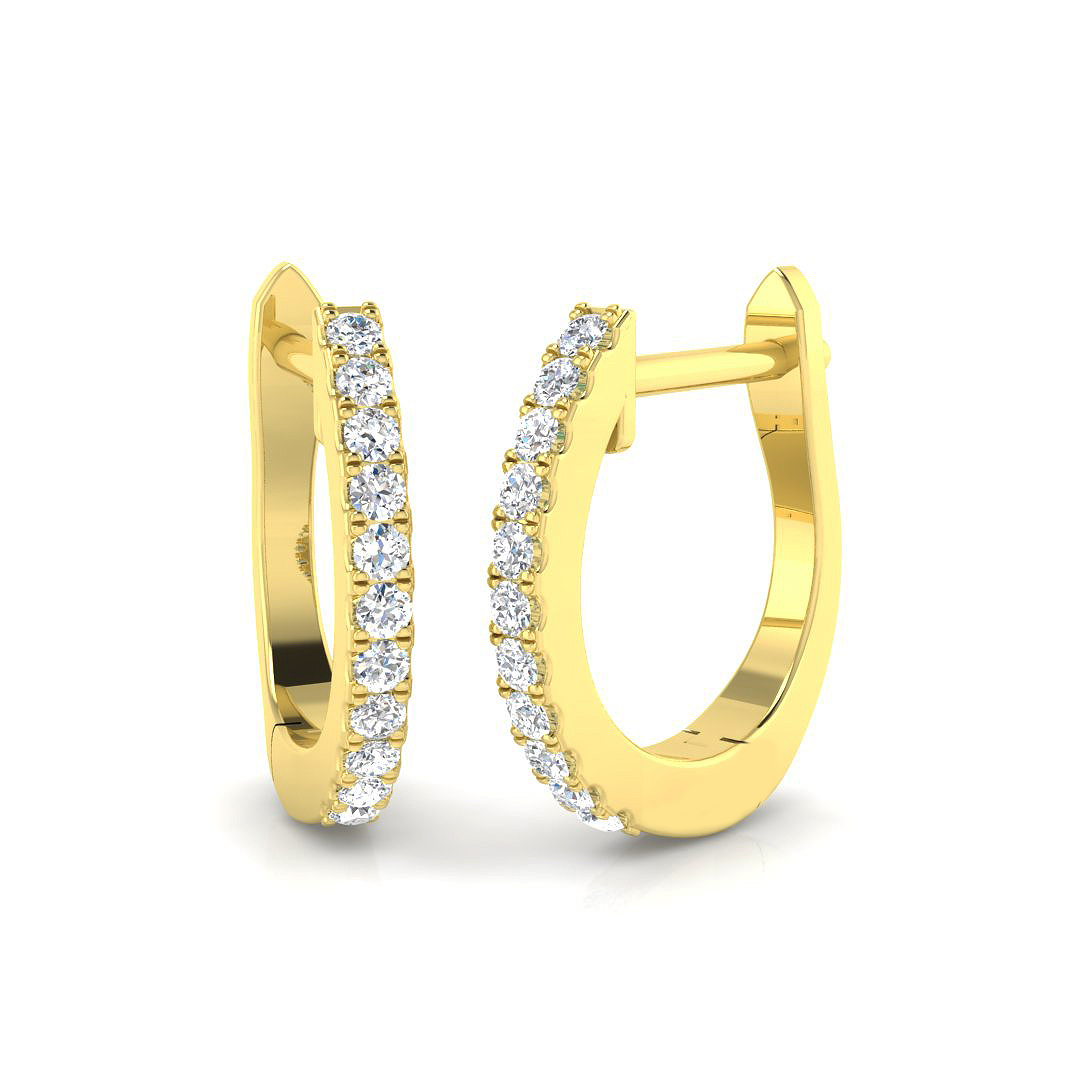 0.14ct Natural Diamond Hoop Earrings in 9K Yellow Gold