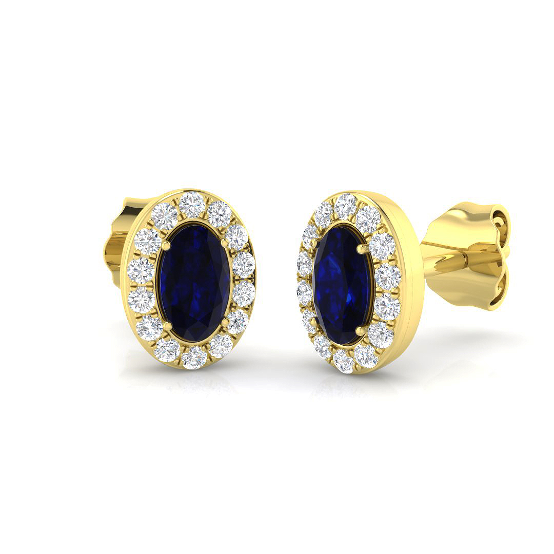 Blue Sapphire Earrings in 18K Yellow Gold