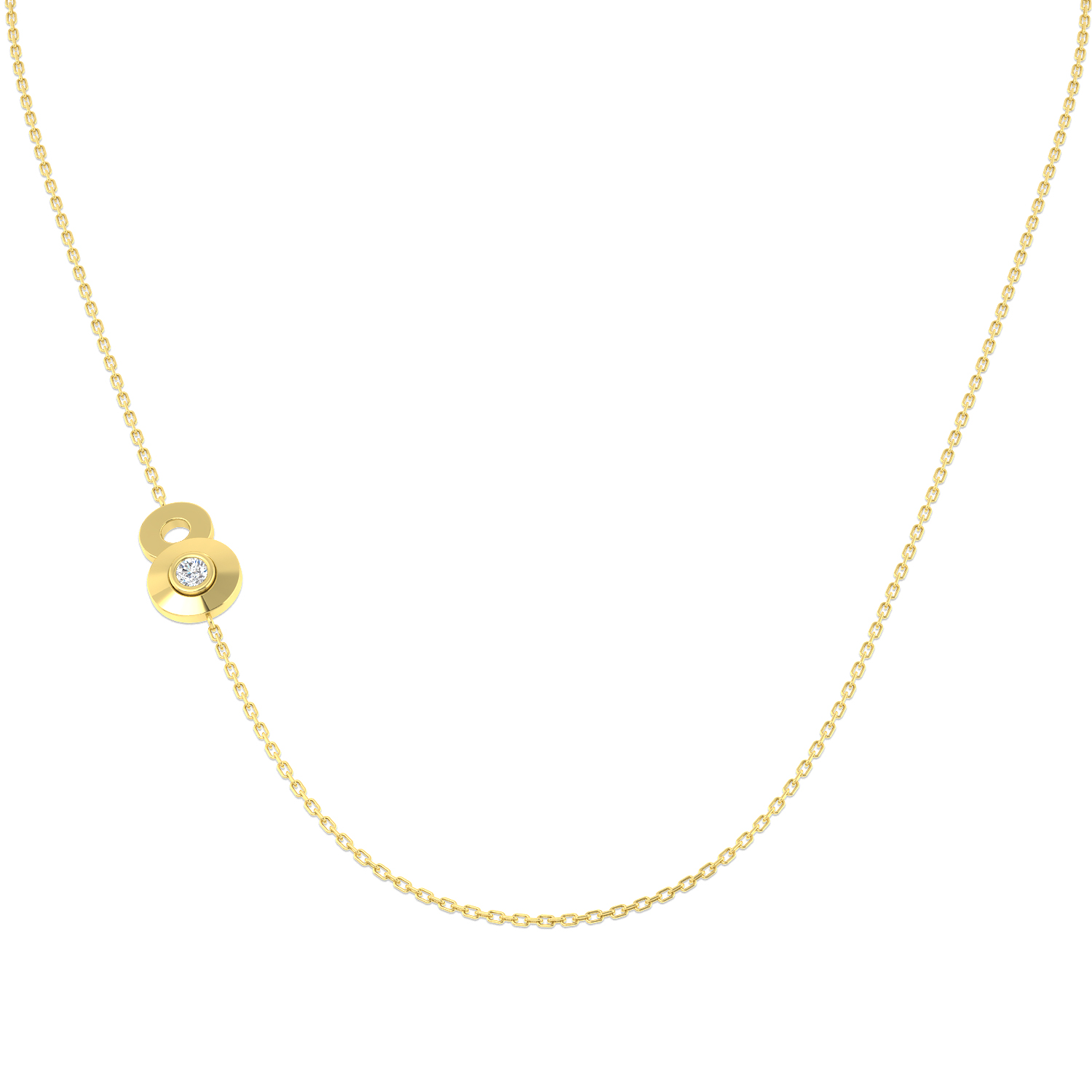 0.07ct Lab-Grown Diamond Numbers Necklace in 9K Yellow Gold