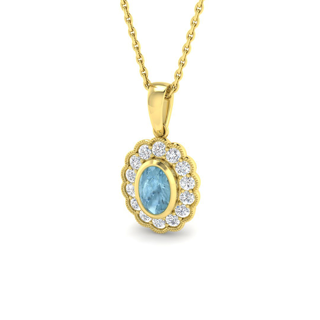 Aquamarine Pendant in 9K Yellow Gold