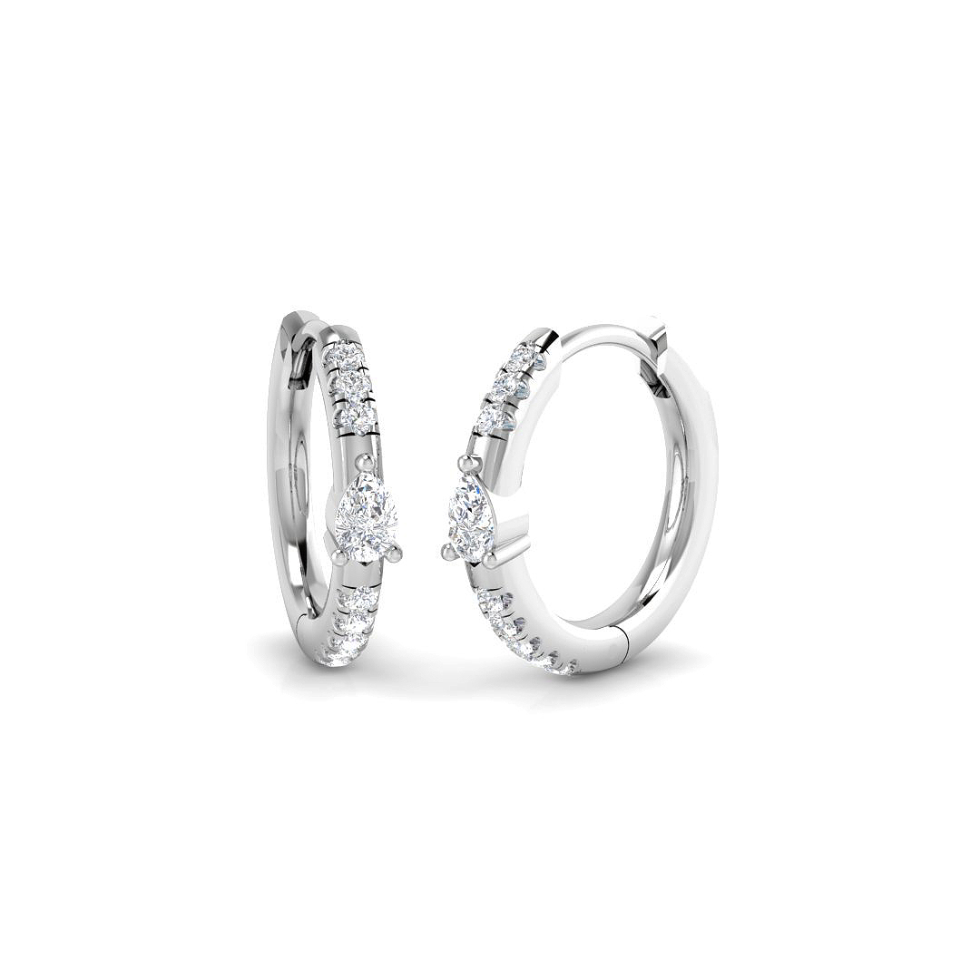 0.22ct Natural Diamond Hoop Earrings in 18K White Gold