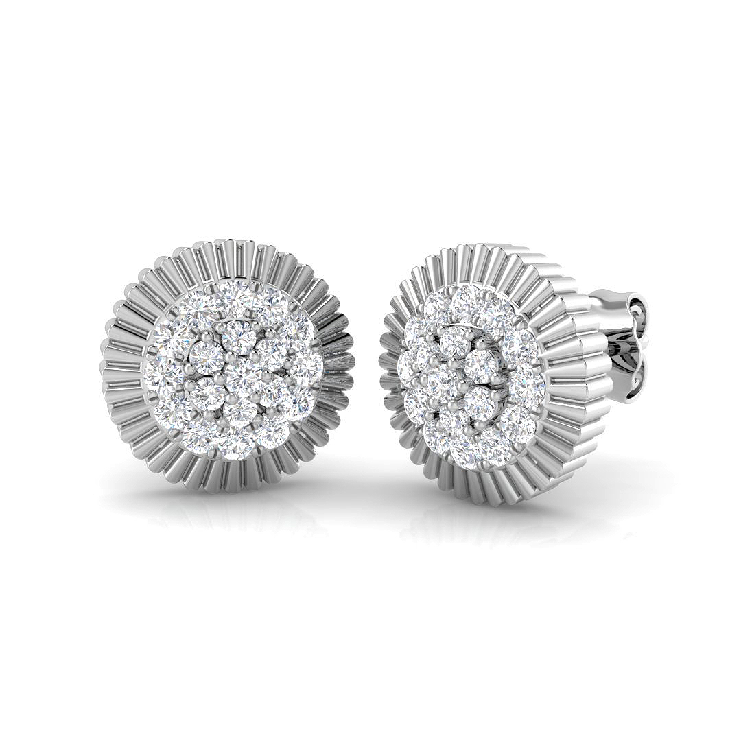 0.41ct Natural Diamond Cluster Earrings in 9K White Gold