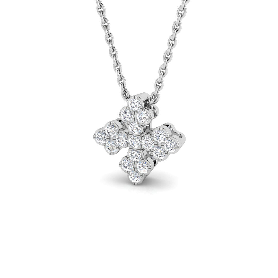 0.19ct Natural Diamond Fancy Pendant in 9K White Gold