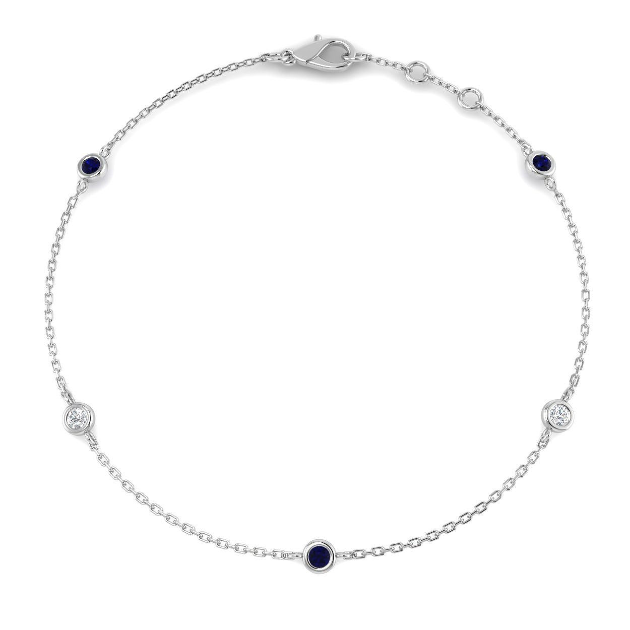 Blue Sapphire Bracelet in 9K White Gold
