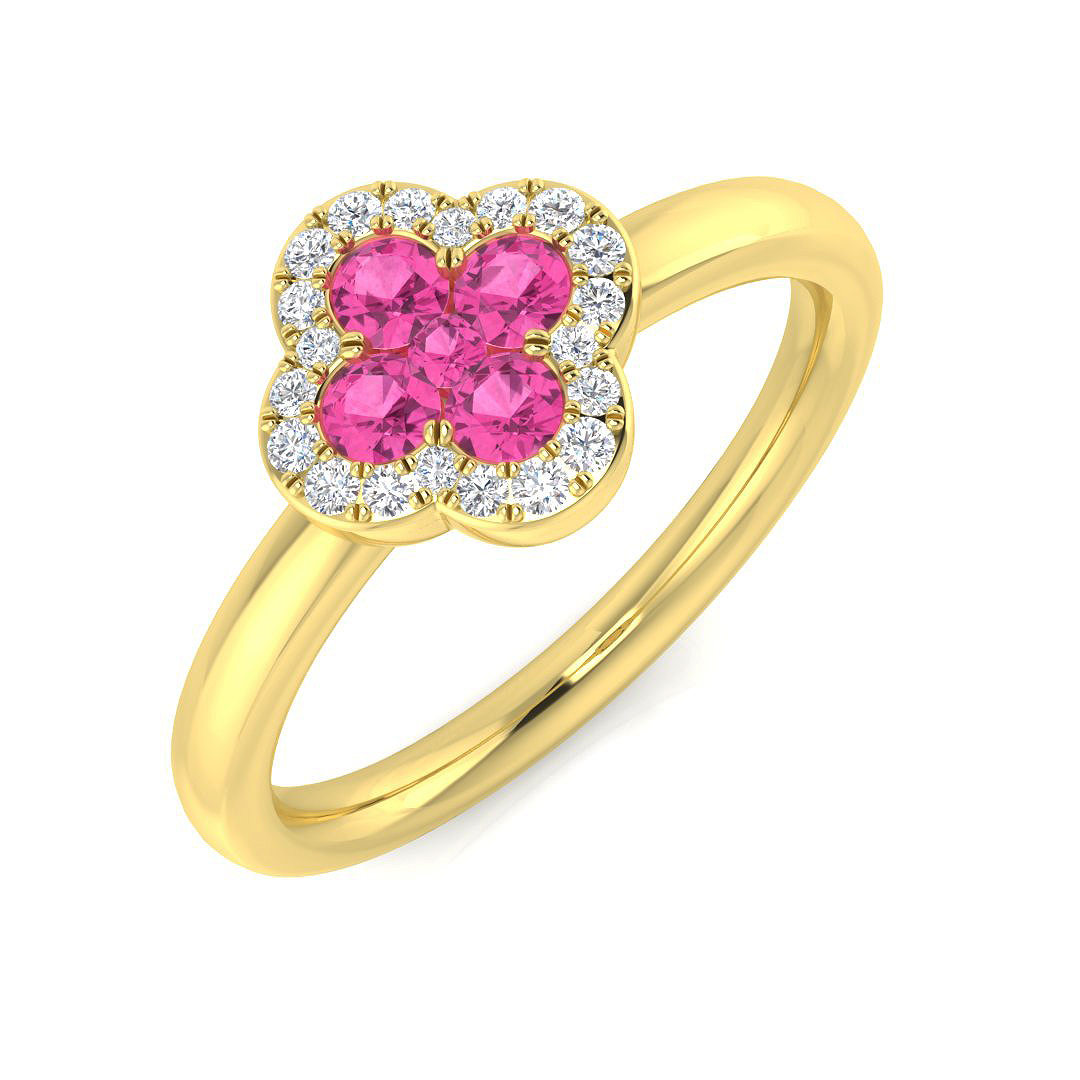 Pink Sapphire Ring in 18K Yellow Gold