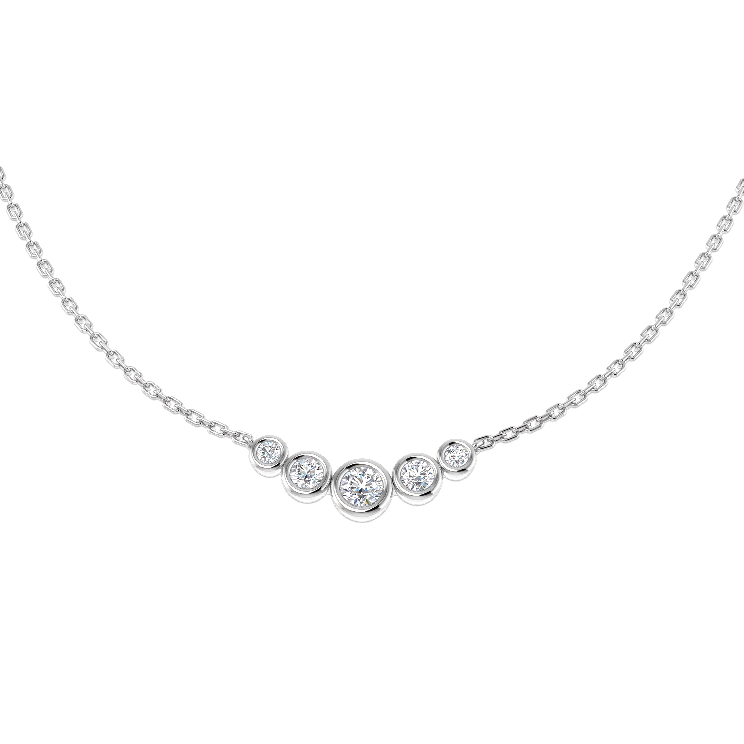 0.40ct Natural Diamond Drop & Trilogy Necklace in 18K White Gold