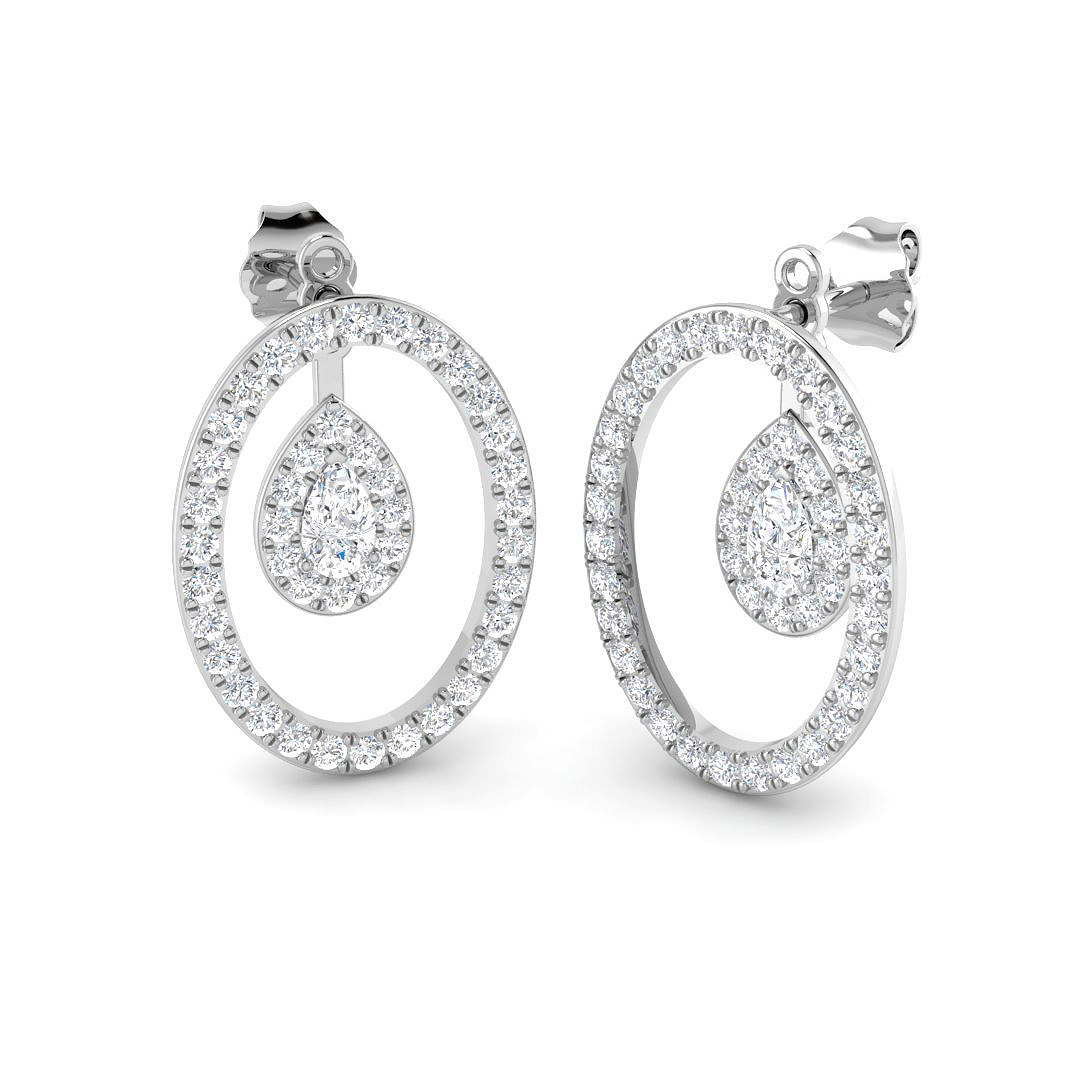 1.35ct Lab-Grown Diamond Drop & Trilogy Earrings in 9K White Gold