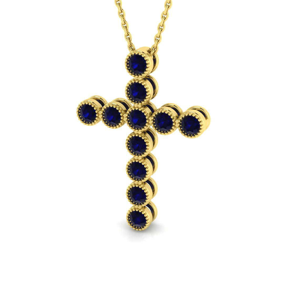 Blue Sapphire Pendant in 18K Yellow Gold