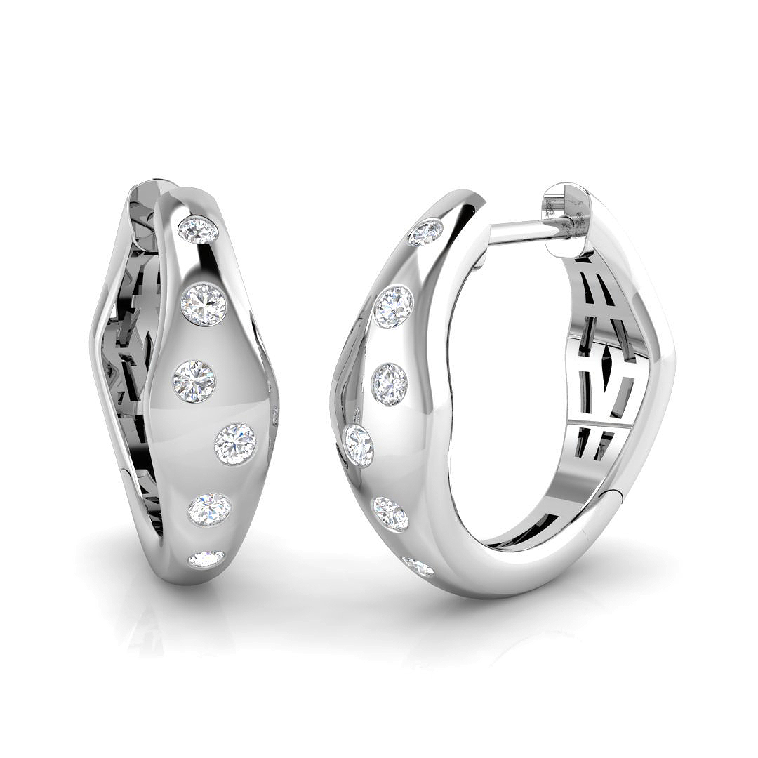 0.20ct Natural Diamond Hoop Earrings in 9K White Gold